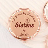 "โจGoddess Glamโจ 65mm Round Double-sided Button Makeup Mirror, Romantic Rose Gold Plating, Sweet Blessings Engraved, 2x Magnification, HD Glass, In Stock for Quick Delivery! The perfect gift for your sister, ideal for all kinds of festive occasions! ๐